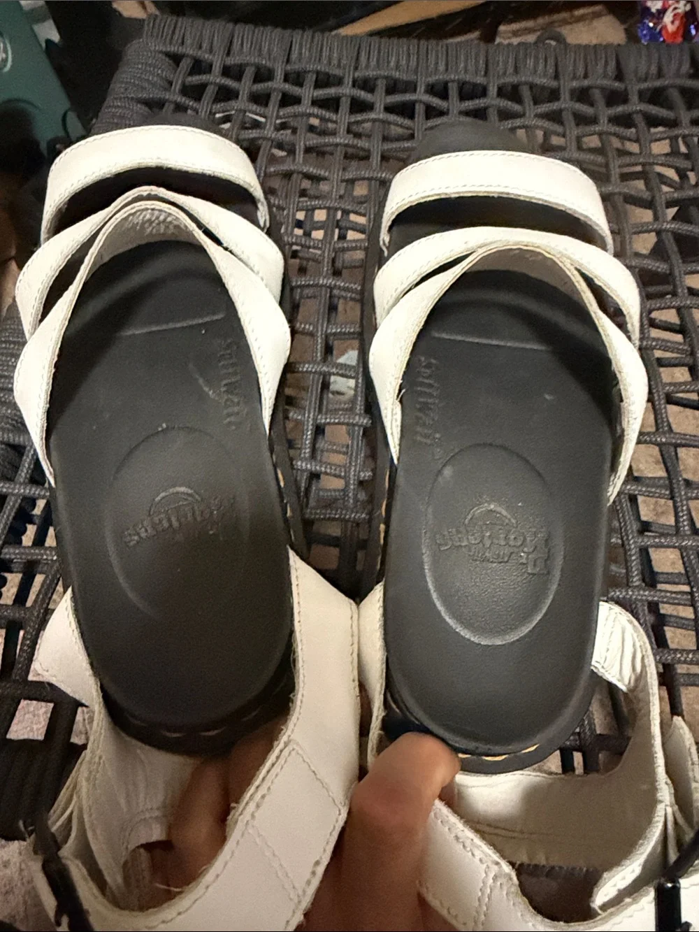 Dr. Martens White Leather Platform Sandals